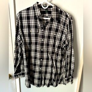 Women’s Ralph Lauren black and white button up flannel shirt